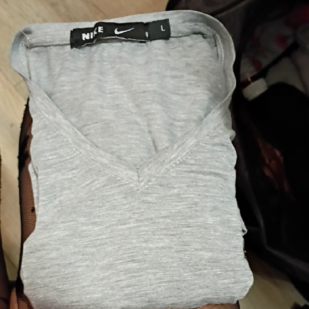 Nike Heather Gray V-Neck Tee